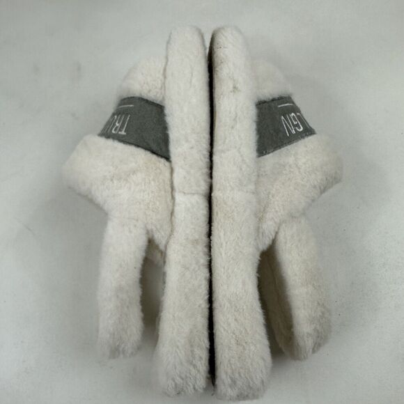 True Religion Plush Faux Fur Slide Slippers Sling Back Fuzzy Ivory XL 9.5-10.5 - Picture 7 of 11